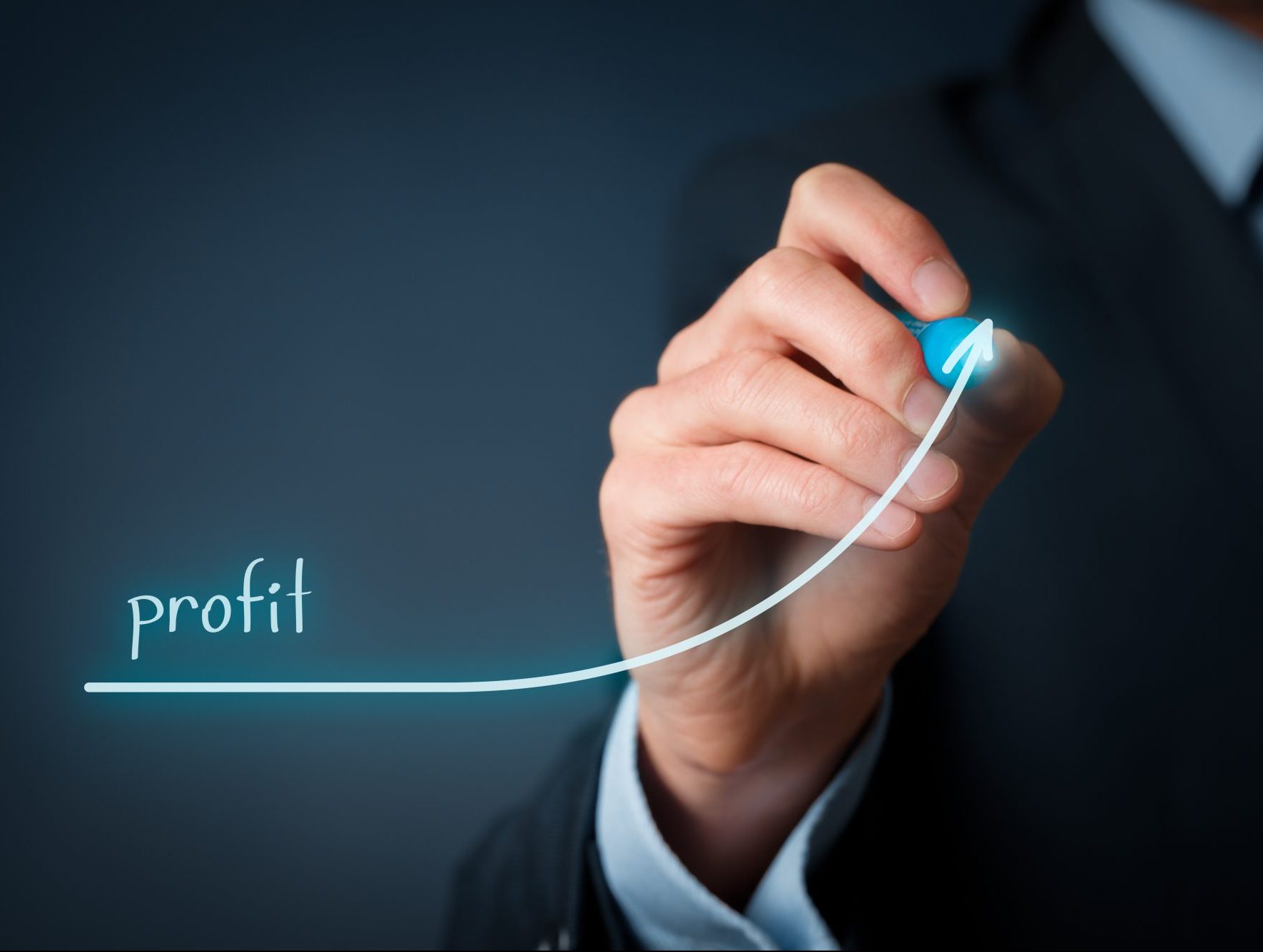 Increase profit concept. Businessman plan (predict) profit growth represented by graph.